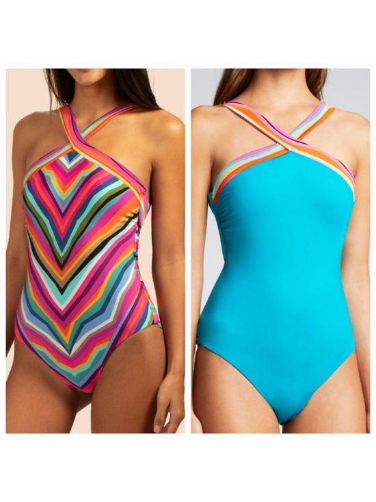 Trina Turk Other - Trina Turk Louvre Reversible High Neck One-Piece Swimsuit Multi
